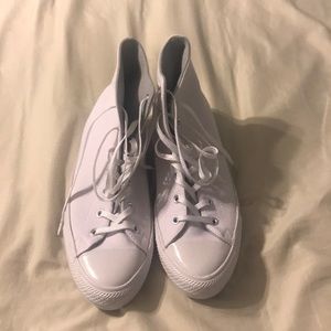 All white converse high tops